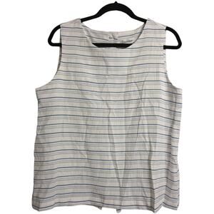 NWT Calvin Klein Striped Sleeveless Round Neck Blouse Top Buttons Size L